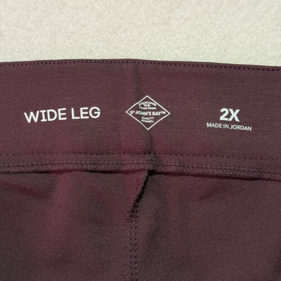 St. Johns Bay Women Wide Leg Pull-on High Rise Stretch Plum Pants Plus Sz 2X NWT - Picture 5 of 11